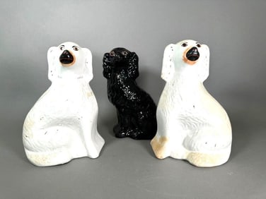 Three Staffordshire Spaniel Figures, 19thc.
