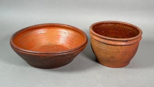 Two Pieces of American Redware Pottery