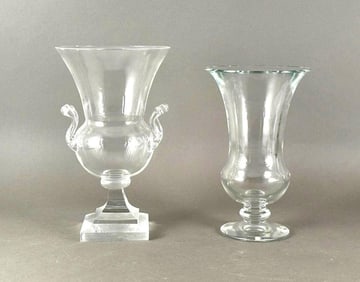 Two Modern Crystal Vases, Steuben and Baccarat