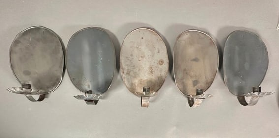 Five Tin Sconces with Reflectors