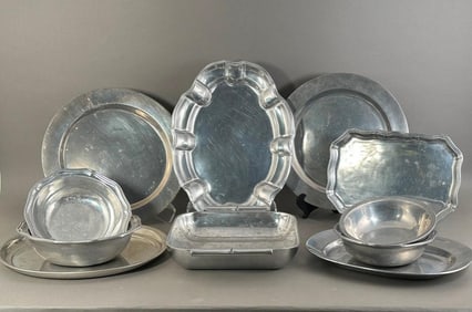 Large Lot of Aluminum Serveware