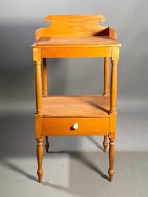 American Pine Washstand and Pine Lift Top Blanket Chest, 19thc.