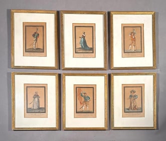 Six Hand Colored Engravings, ca. 1790