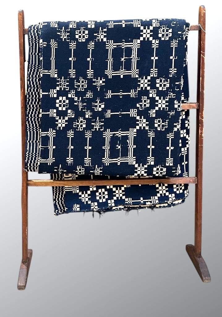 American Woven Jacquard Wool Coverlet and Quilt Rack (1 of 2)