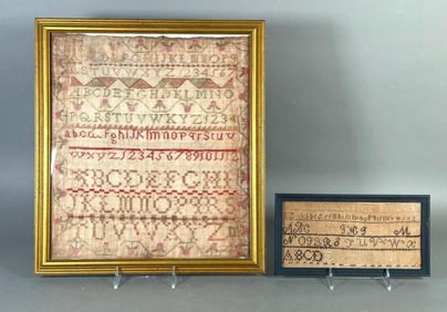 Two Antique American Schoolgirl Samplers