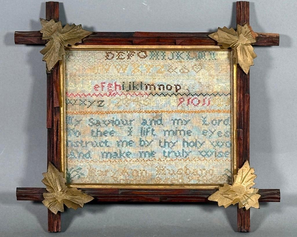 American School Girl Sampler, Mary Ann Husband, 1865 (1 of 6)