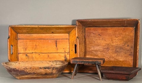 Five Assorted American Primitive Wood Pieces