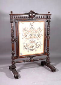 Renaissance Revival Carved Walnut Firescreen