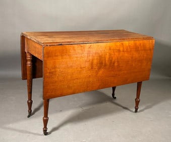 American Pine Drop Leaf Harvest Table, 19thc.