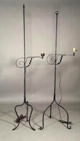 Two Metal Floor Candlestand Lamps