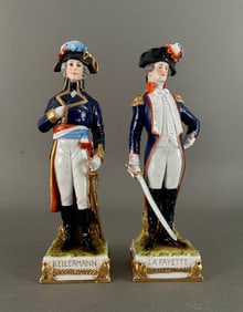 Two Sitzendorf Porcelain Historical Figures, LaFayette and Kellermann
