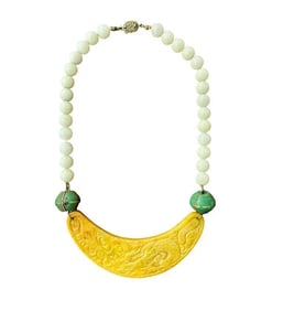 Necklace with Chinese Carved Hardstone Pendant