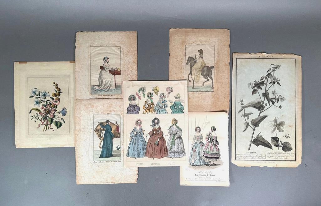 Assorted Group of Antique Prints; Fashion and Botanicals (1 of 6)