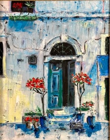 20thc School, Artist Unknown, Doorway with Flowering Trees