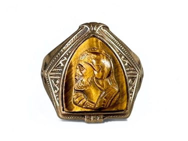 Gold and Tiger Eye Cameo Ring