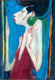 H. Richardson Oil, "Up Against a Brick Wall in a Low Cut Evening Gown"