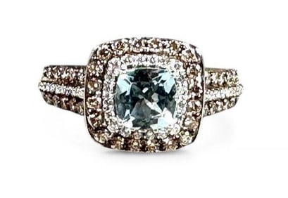 LeVian Aquamarine and Diamond Ring