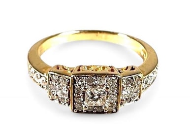 Ladies Diamond  and 14K Yellow Gold Ring
