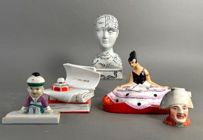 Five Continental Porcelain Inkwells