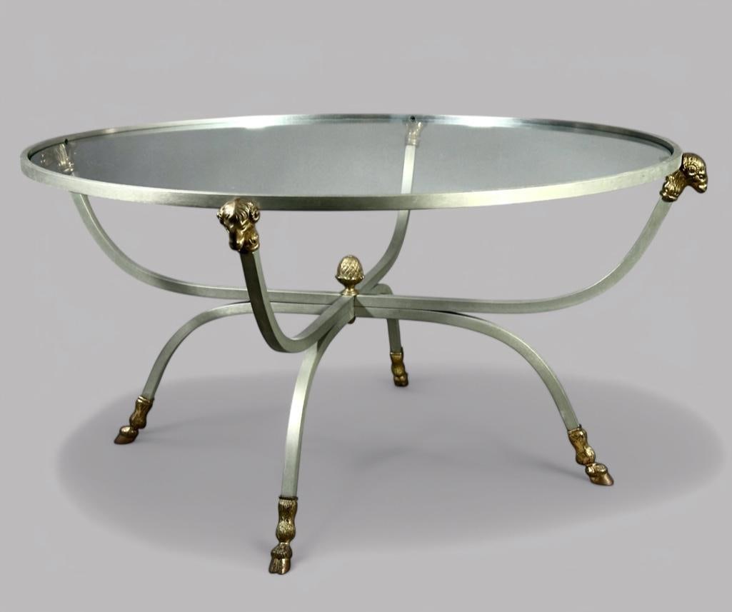 Maison Jansen Style Steel and Glass Coffee Table (1 of 7)