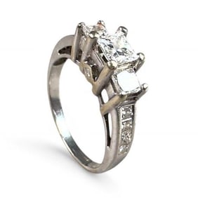 Diamond and 14K White Gold Engagement Ring