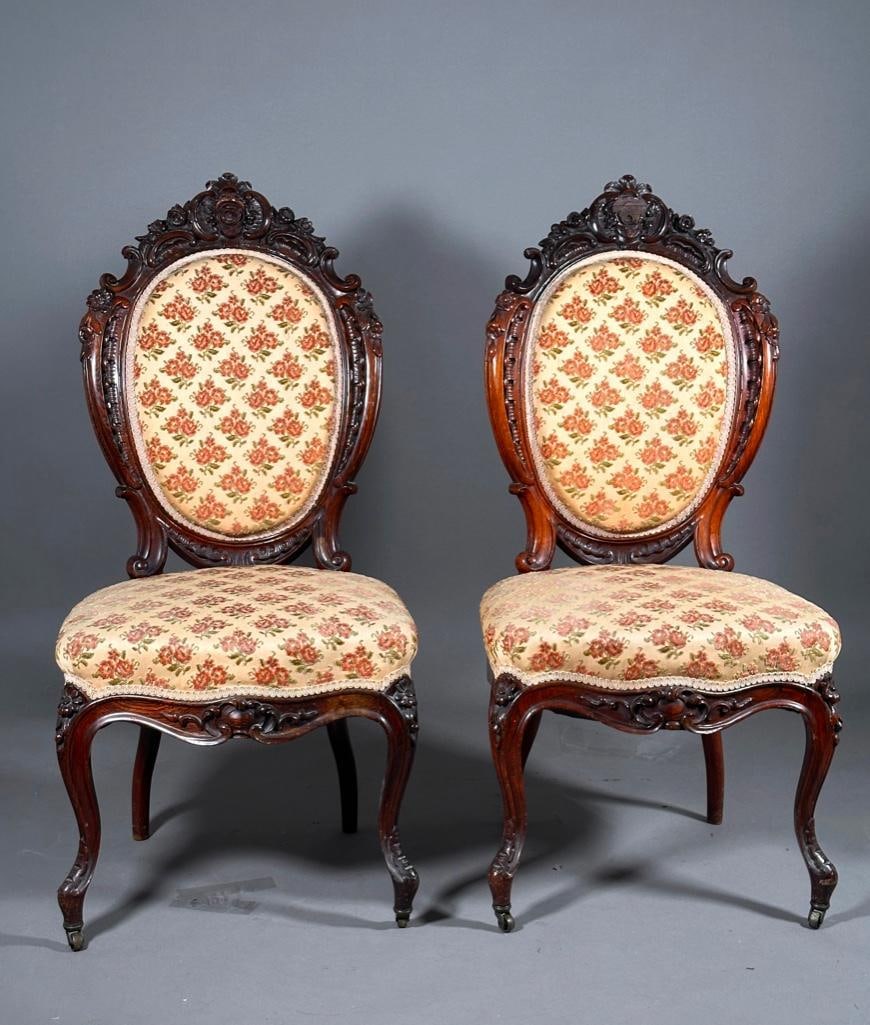 Pair of American Victorian Rosewood Side Chairs  (1 of 12)