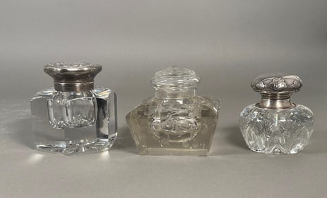Three Oversized Antique Inkwells
