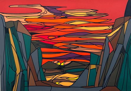 Leon Gordon Miller Silkscreen, "Valley of Dry Bones" : Leon Gordon Miller (American 1917-1997) "Valley of Dry Bones," silkscreen on paper, signed in pencil lower right, numbered A/P, titled lower left, framed. Dimensions: 16.5 x 23.5 in. image siz