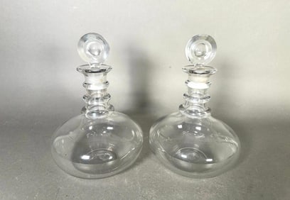 Pair of Antique Blown Glass Decanters