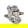Art Nouveau 14K White Gold and Diamond Ring