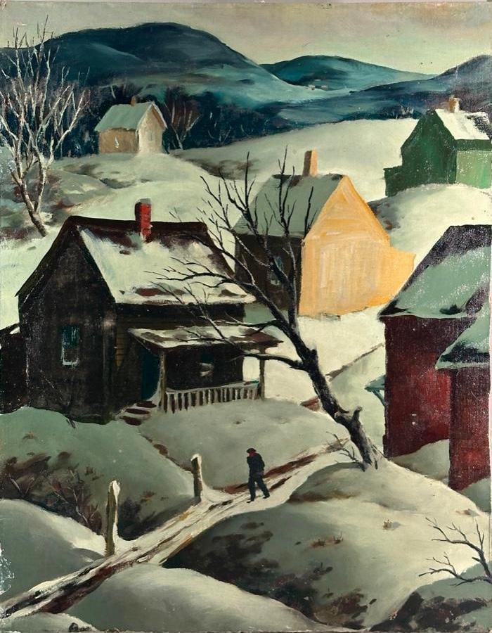 Henry Martin Gasser Oil, Village in Snow (1 of 8)