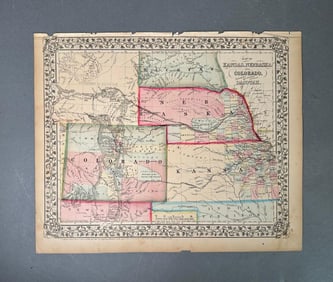 Map of Kansas, Nebraska and Colorado