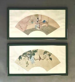 Two Chinese Fan Paintings Mounted as Album Leaves