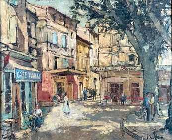Constantin Kluge, "Place de Forum Arles" Oil Painting
