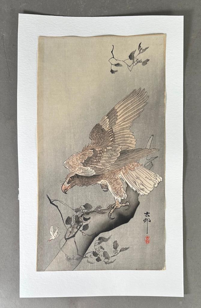 Ohara Koson Color Woodblock Print, Eagle and Prey  (1 of 6)