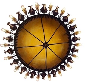 American Empire 18 Light Slag Glass Chandelier, Early 20thc.