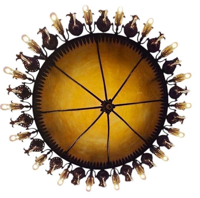 American Empire 18 Light Slag Glass Chandelier, Early 20thc. (1 of 20)