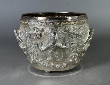 19th Century Burmese Silver Thabeik Bowl