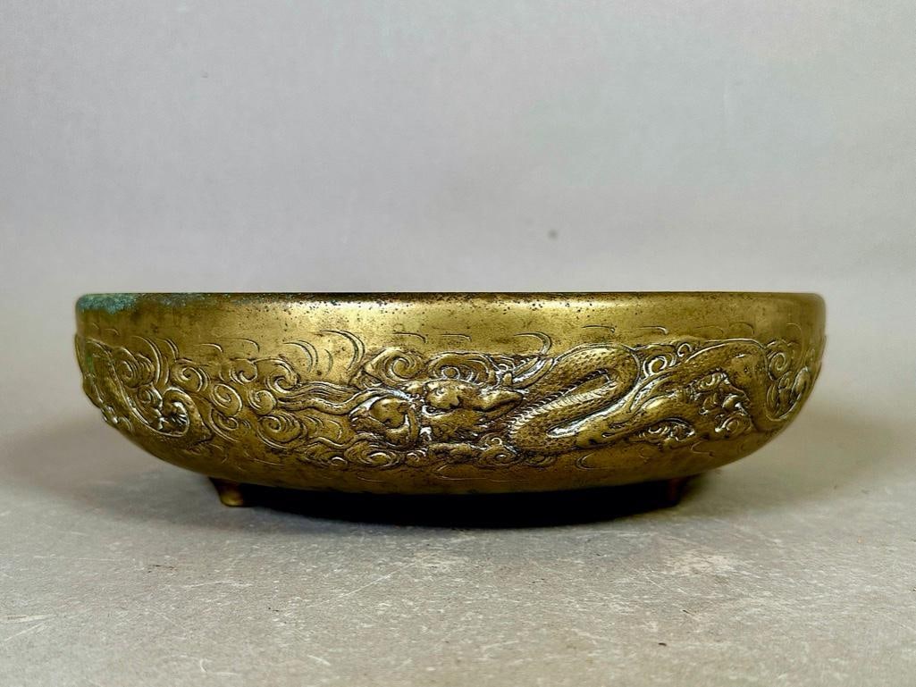 Antique Chinese Bronze Dragon Bowl (1 of 7)