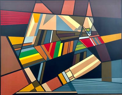 Leon Gordon Miller Silkscreen, "African Landscape I" : Leon Gordon Miller (American 1917-1997) "African Landscape I," silkscreen on paper, signed in pencil lower right, numbered 95/100, titled lower left, matted and framed. Dimensions: 17.5 x 22 i