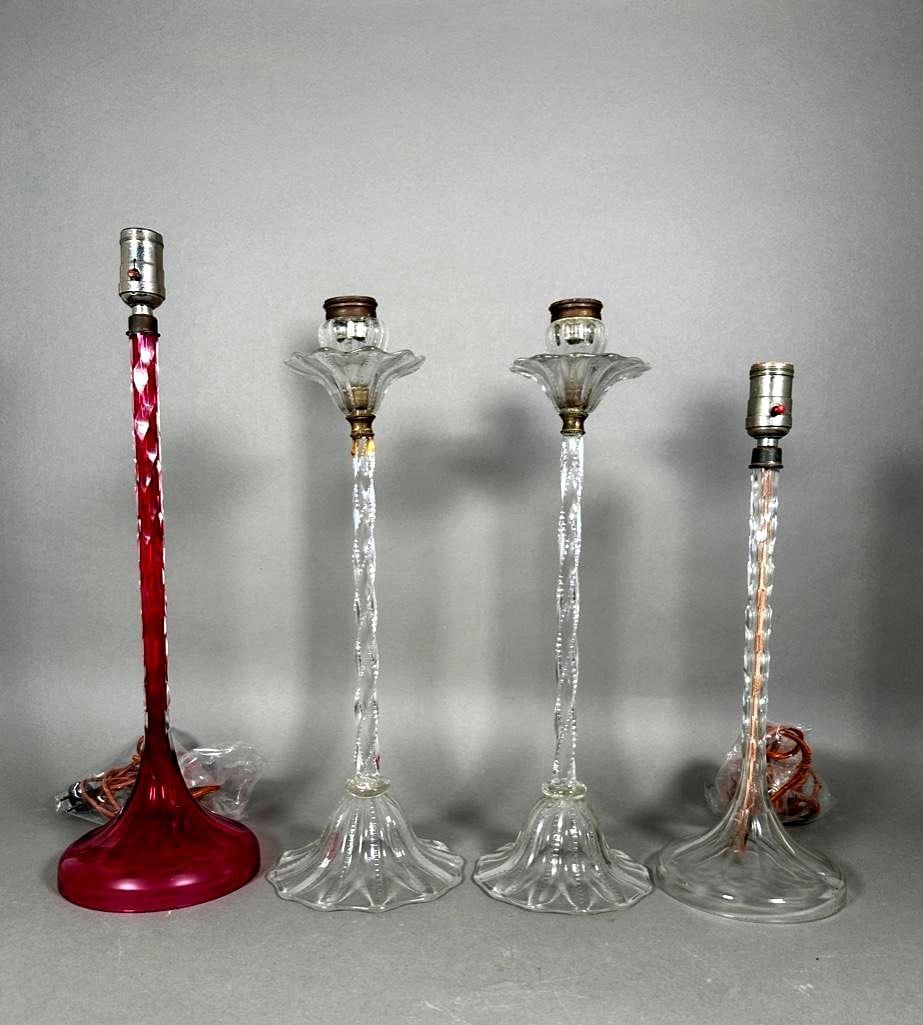 Four Vintage Glass Candlesticks/ Boudoir Lamps (1 of 9)