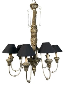 Currey and Company Silvered Eight Light Chandelier