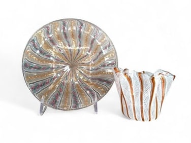 Two items of Vintage Italian Latticino Glass