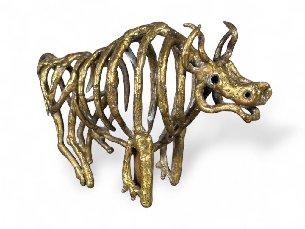 Pal Kepenyes Brass Sculpture, Skeletal Bull (1 of 7)