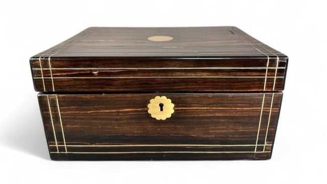 English Coromandel Wood Travel Writing Box, 19thc. (1 of 13)