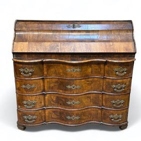 German Baroque Period Walnut Fall Front Desk, 18thc.