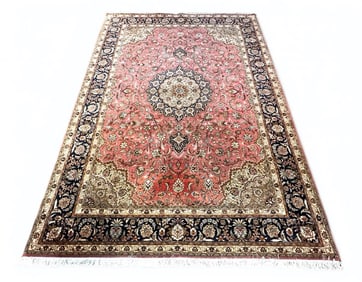 Fine Woven Wool Tabriz or Kashan Carpet, 8'2 x 11'4