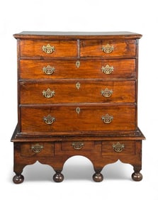 English William & Mary Walnut Chest on Stand, 18thc.