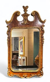 Georgian Style Burl Wood and Parcel Gilt Wall Mirror
