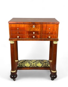 French Empire Mahogany Work Table, 19thc